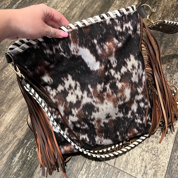 Cow Print LV Fringe Purse - Picture 3 of 4